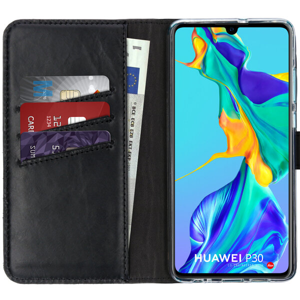 Selencia - Genuine Leather Bookcase voor Huawei P30 - Black