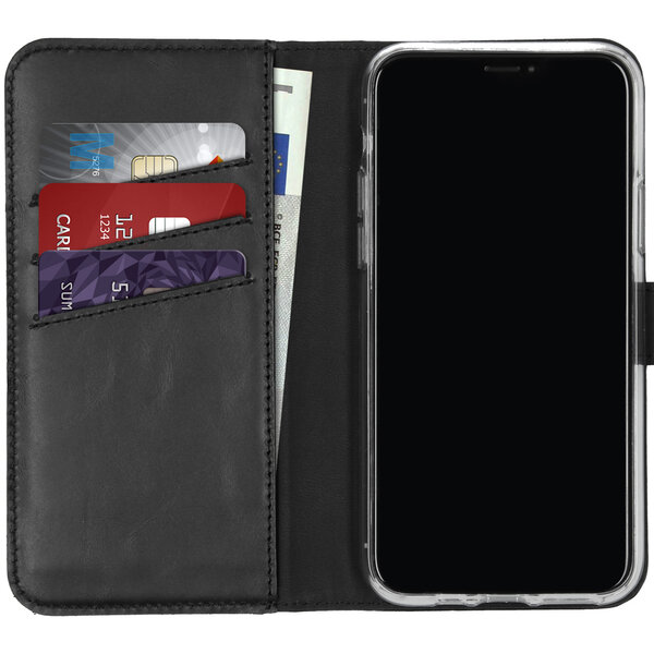 Selencia - Genuine Leather Bookcase voor Apple iPhone 11 Pro - Black