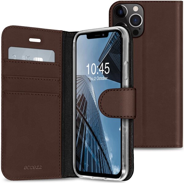 Accezz - Wallet Softcase Bookcase voor Apple iPhone 13 Pro - Dark Brown