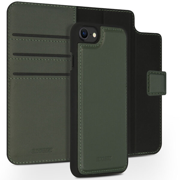 Accezz - Premium Leather 2 in 1 Wallet Bookcase voor Apple iPhone SE (2022 / 2020) / 8 / 7 / 6(s) - Green