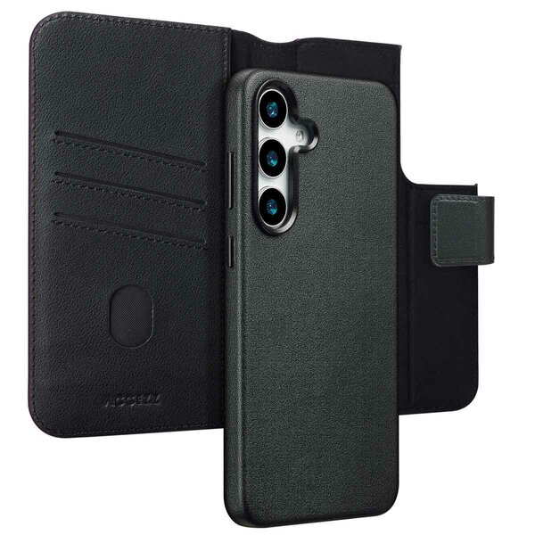 Accezz - Leather Bookcase 2-in-1 met MagSafe voor Samsung Galaxy S25 Plus - Onyx Black