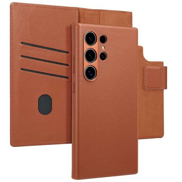 Accezz - Leather Bookcase 2-in-1 met MagSafe voor Samsung Galaxy S24 Ultra - Sienna Brown