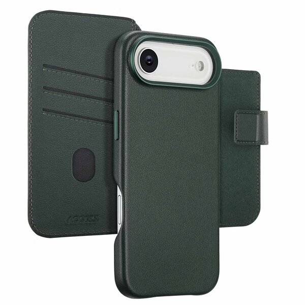 Accezz - Leather Bookcase 2-in-1 met MagSafe voor Apple iPhone Air - Cedar Green