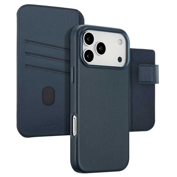 Accezz - Leather Bookcase 2-in-1 met MagSafe voor Apple iPhone 17 Pro Max - Nightfall Blue