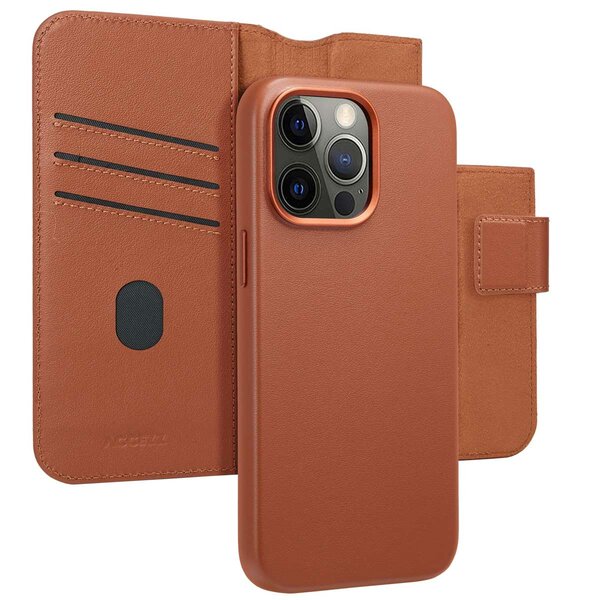 Accezz - Leather Bookcase 2-in-1 met MagSafe voor Apple iPhone 15 Pro Max - Sienna Brown
