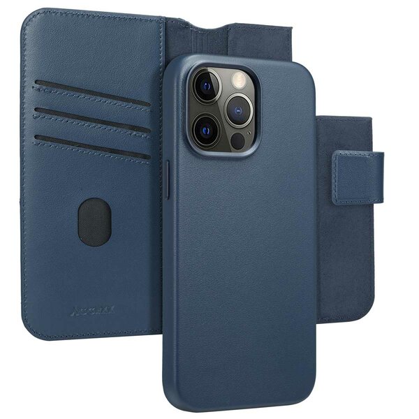 Accezz - Leather Bookcase 2-in-1 met MagSafe voor Apple iPhone 15 Pro Max - Nightfall Blue