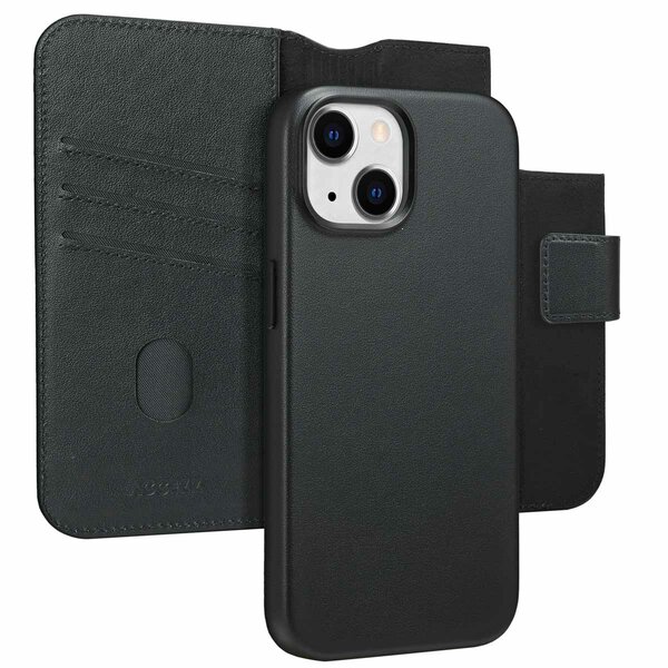 Accezz - Leather Bookcase 2-in-1 met MagSafe voor Apple iPhone 15 - Onyx Black