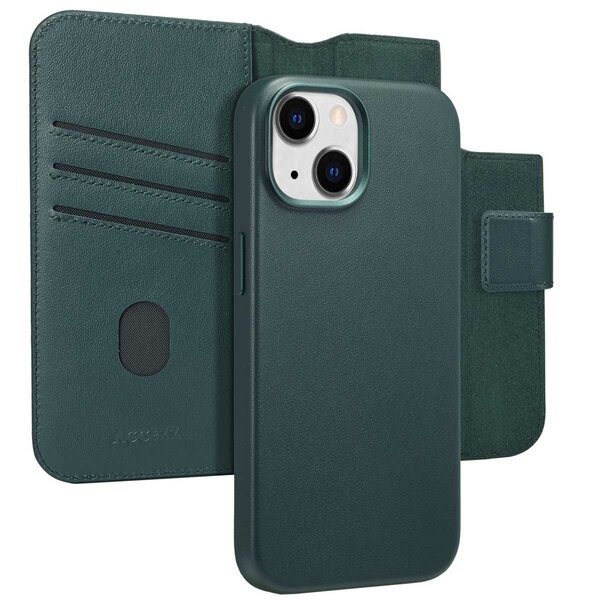 Accezz - Leather Bookcase 2-in-1 met MagSafe voor Apple iPhone 15 - Cedar Green