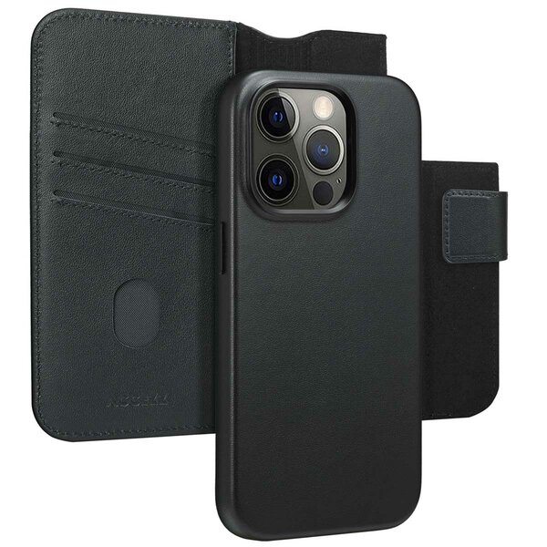 Accezz - Leather Bookcase 2-in-1 met MagSafe voor Apple iPhone 14 Pro - Onyx Black
