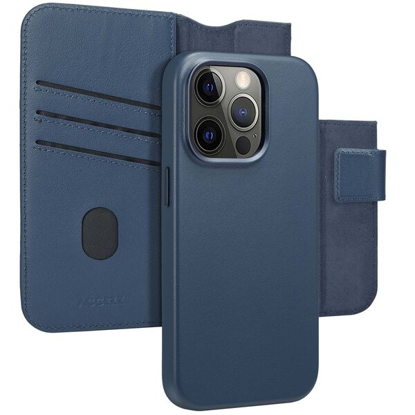 Accezz - Leather Bookcase 2-in-1 met MagSafe voor Apple iPhone 14 Pro - Nightfall Blue