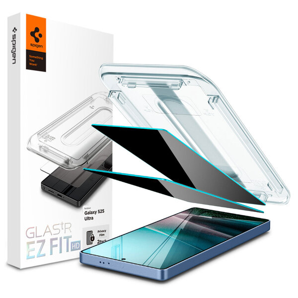 Spigen - GLAStR Privacy EZ Fit Screenprotector + Applicator voor Samsung Galaxy S25 Ultra - Transparent