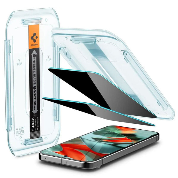 Spigen - GLAStR Privacy EZ Fit Screenprotector + Applicator voor Google Pixel 9 Pro XL / 10 Pro XL - Transparent
