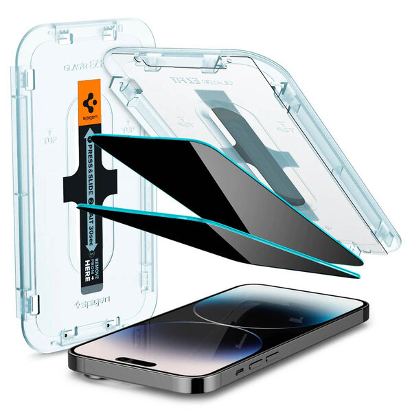 Spigen - GLAStR Privacy EZ Fit Screenprotector + Applicator voor Apple iPhone 14 Pro - Transparent