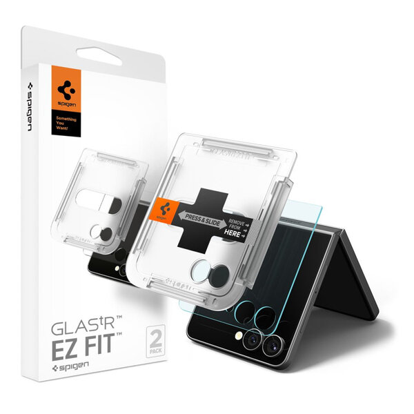 Spigen - GLAStR EZ Fit Screenprotector 2 Pack + Applicator voor Samsung Galaxy Z Flip 7 - Transparent