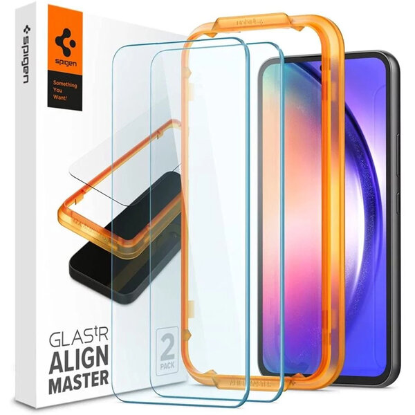 Spigen - GLAStR EZ Fit Screenprotector + Applicator 2-pack voor Samsung Galaxy A54 (5G) - Transparent