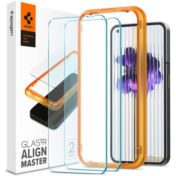 Spigen - GLAStR EZ Fit Screenprotector + Applicator 2-pack voor Nothing Phone (2) - Transparent