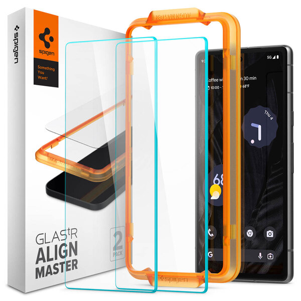 Spigen - GLAStR EZ Fit Screenprotector + Applicator 2-pack voor Google Pixel 7a - Transparent