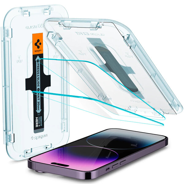 Spigen - GLAStR EZ Fit Screenprotector + Applicator 2-pack voor Apple iPhone 14 Pro Max - Transparent