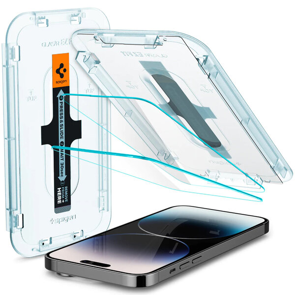 Spigen - GLAStR EZ Fit Screenprotector + Applicator 2-pack voor Apple iPhone 14 Pro - Transparent