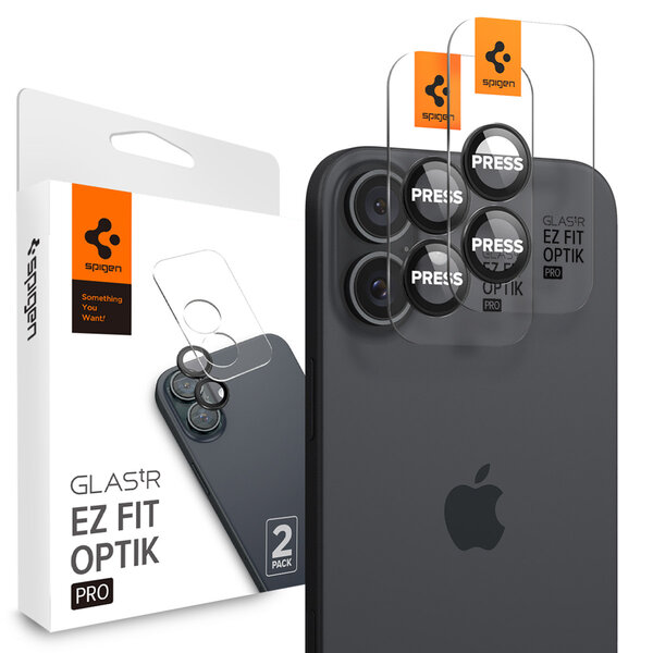 Spigen - GLAStR EZ Fit Optik Pro Camera Protector 2 Pack voor Apple iPhone 16 / 16 Plus - Black