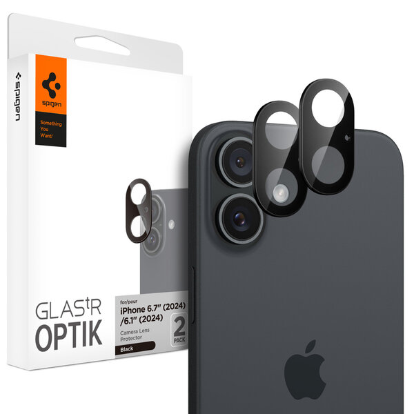 Spigen - GLAStR EZ Fit Optik Camera Protector 2 Pack voor Apple iPhone 16 Plus - Black