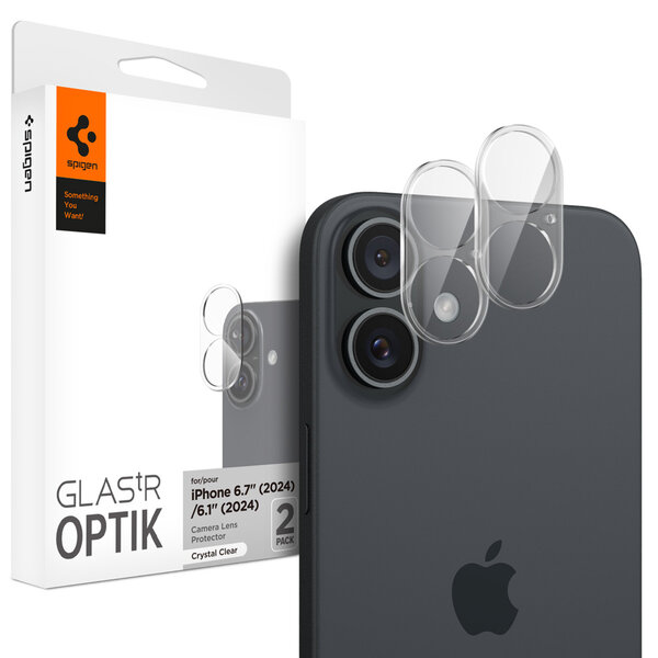 Spigen - GLAStR EZ Fit Optik Camera Protector 2 Pack voor Apple iPhone 16 / 16 Plus - Crystal Clear
