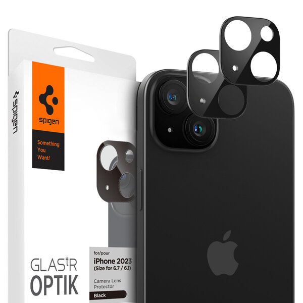 Spigen - GLAStR EZ Fit Optik Camera Protector 2 Pack voor Apple iPhone 15 / 15 Plus - Black