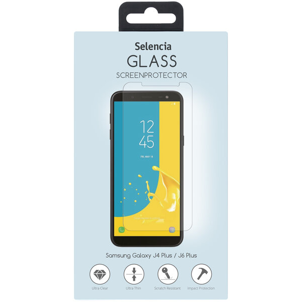Selencia - Tempered Glass Screenprotector voor Samsung Galaxy J4 Plus / J6 Plus - Transparent