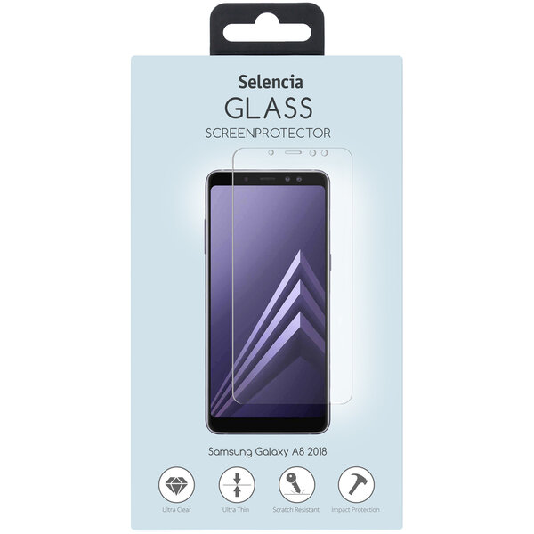 Selencia - Tempered Glass Screenprotector voor Samsung Galaxy A8 (2018) - Transparent