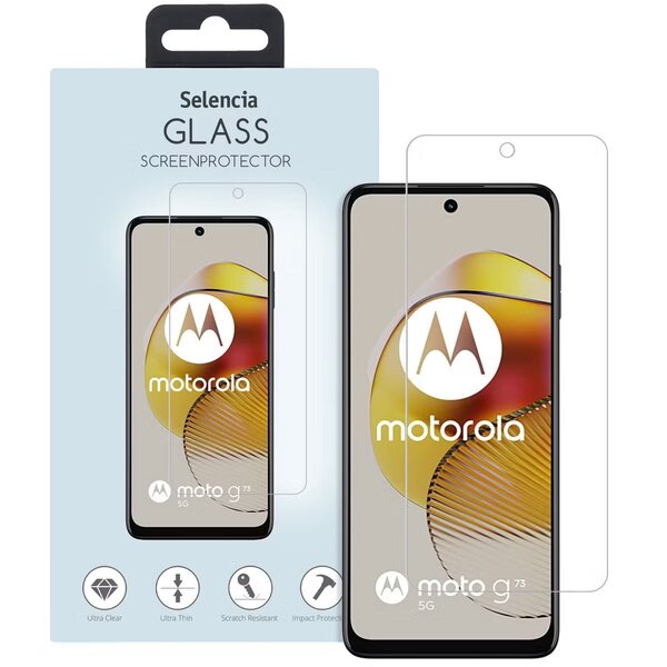 Selencia - Tempered Glass Screenprotector voor Motorola Moto G73 - Transparent