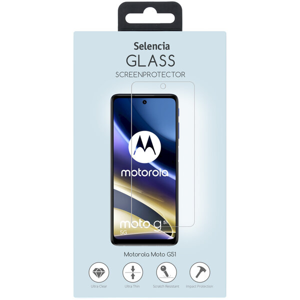 Selencia - Tempered Glass Screenprotector voor Motorola Moto G51 - Transparent