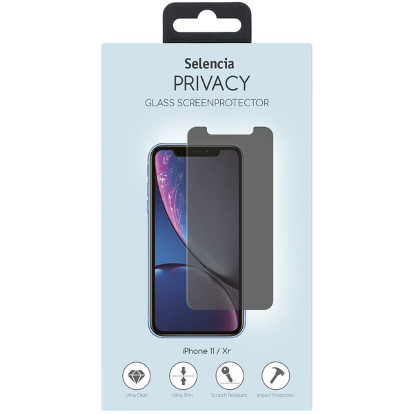 Selencia - Tempered Glass Privacy Screenprotector voor Apple iPhone 12 (Pro) / 11 /Xr - Transparent