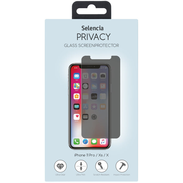 Selencia - Tempered Glass Privacy Screenprotector voor Apple iPhone 11 Pro / Xs / X - Transparent