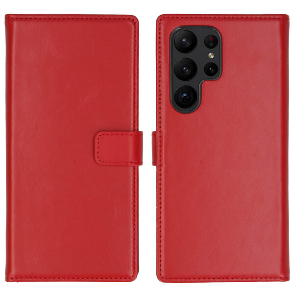 Selencia - Genuine Leather Bookcase voor Samsung Galaxy S23 Ultra - Red