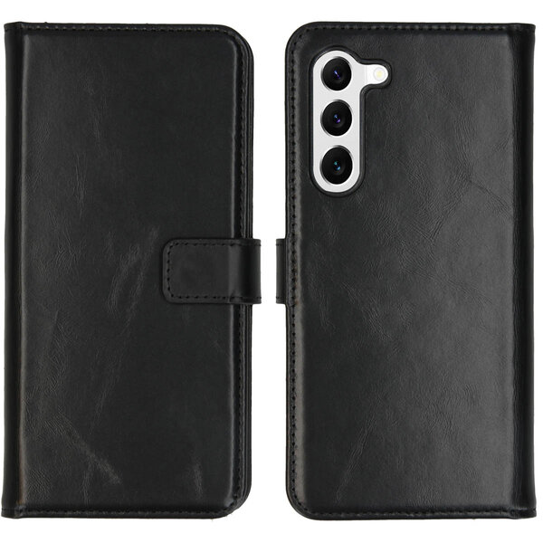 Selencia - Genuine Leather Bookcase voor Samsung Galaxy S23 Plus - Black