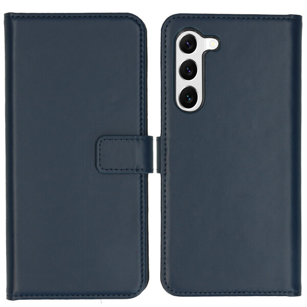 Selencia - Genuine Leather Bookcase voor Samsung Galaxy S23 - Blue