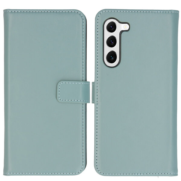 Selencia - Genuine Leather Bookcase voor Samsung Galaxy S23 - Air Blue