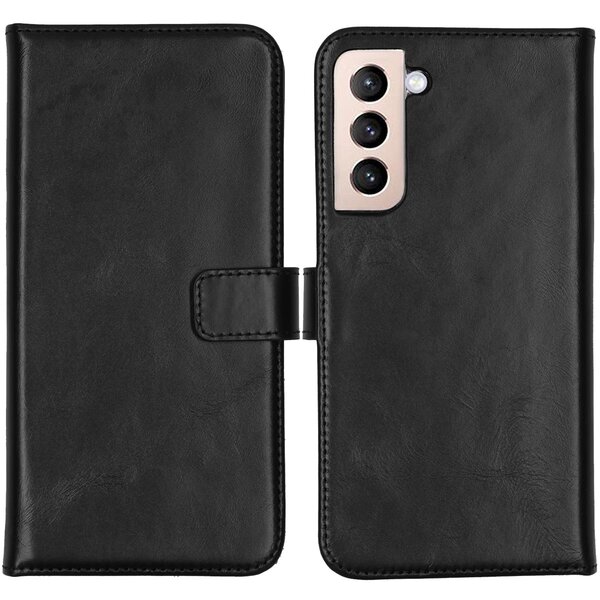 Selencia - Genuine Leather Bookcase voor Samsung Galaxy S22 Plus - Black