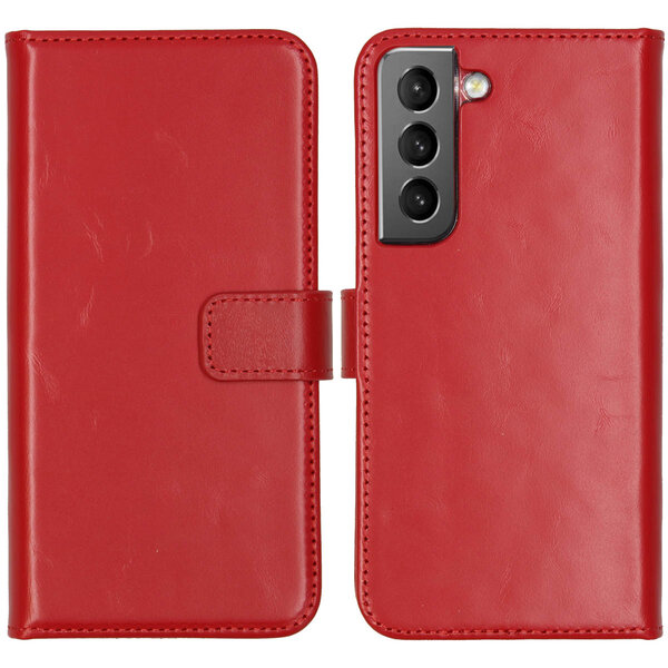 Selencia - Genuine Leather Bookcase voor Samsung Galaxy S22 - Red