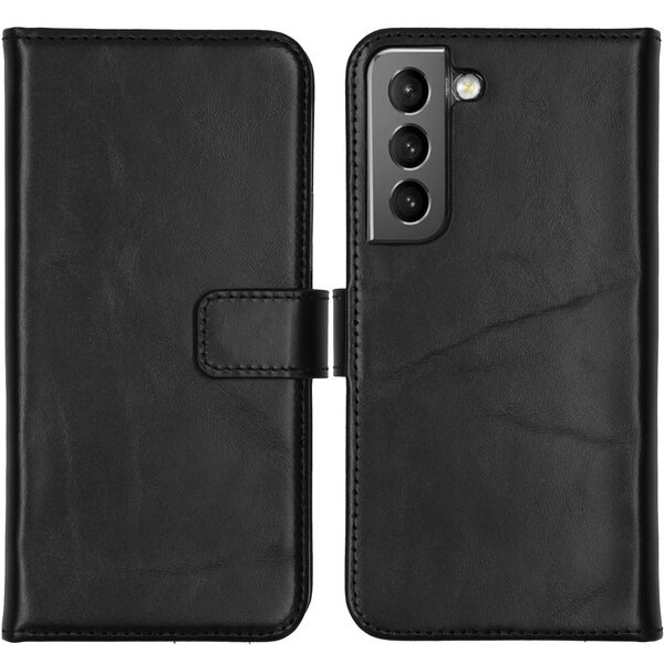 Selencia - Genuine Leather Bookcase voor Samsung Galaxy S22 - Black