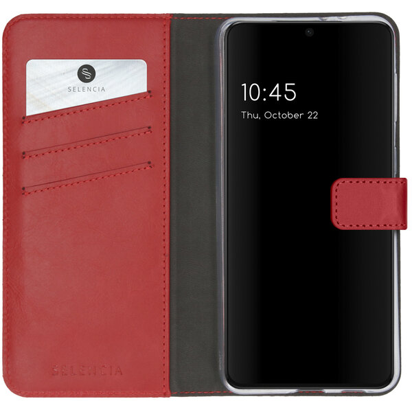 Selencia - Genuine Leather Bookcase voor Samsung Galaxy S21 - Red