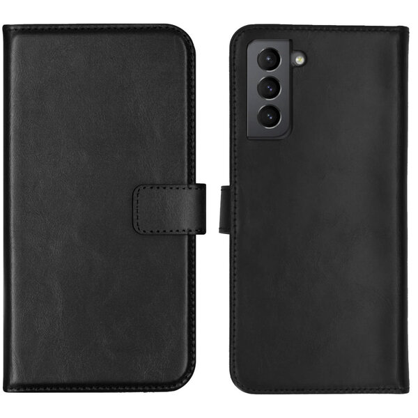 Selencia - Genuine Leather Bookcase voor Samsung Galaxy S21 - Black