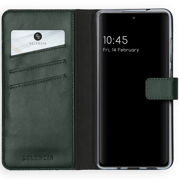 Selencia - Genuine Leather Bookcase voor Samsung Galaxy S20 FE - Green