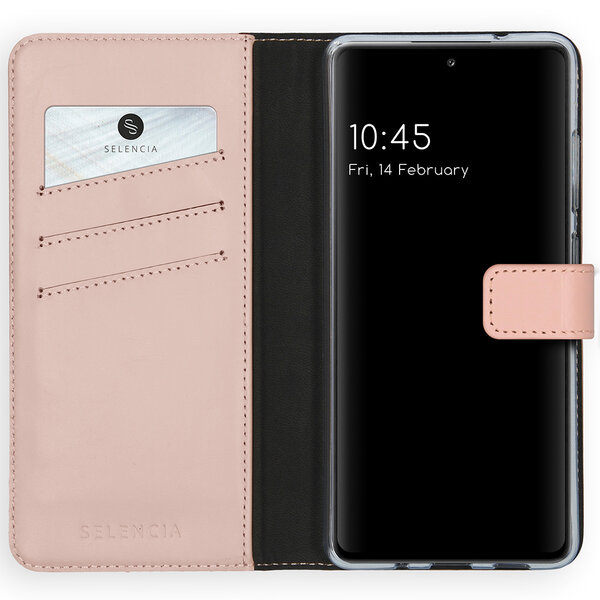 Selencia - Genuine Leather Bookcase voor Samsung Galaxy S20 FE - Dusty Pink