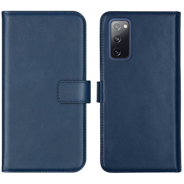 Selencia - Genuine Leather Bookcase voor Samsung Galaxy S20 FE - Blue