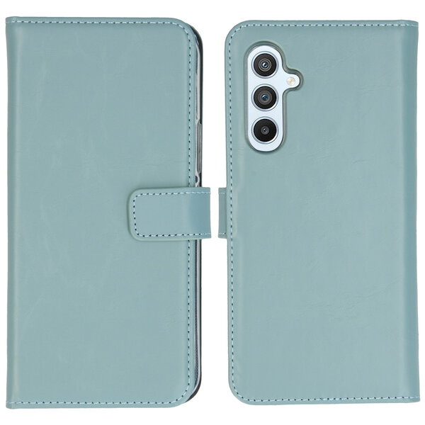 Selencia - Genuine Leather Bookcase voor Samsung Galaxy A54 (5G) - Light Blue