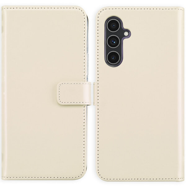 Selencia - Genuine Leather Bookcase voor Samsung Galaxy A54 (5G) - Greige