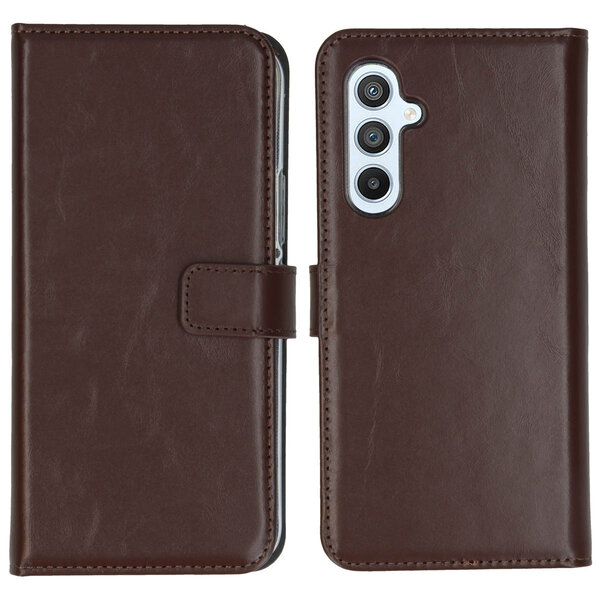 Selencia - Genuine Leather Bookcase voor Samsung Galaxy A54 (5G) - Brown