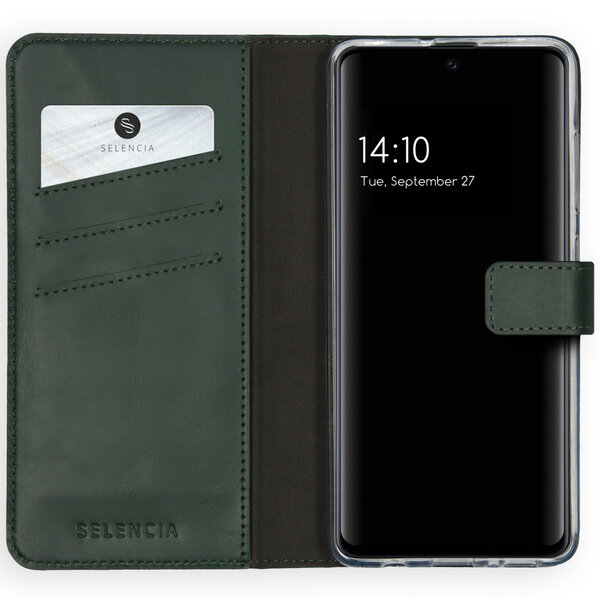 Selencia - Genuine Leather Bookcase voor Samsung Galaxy A51 - Green