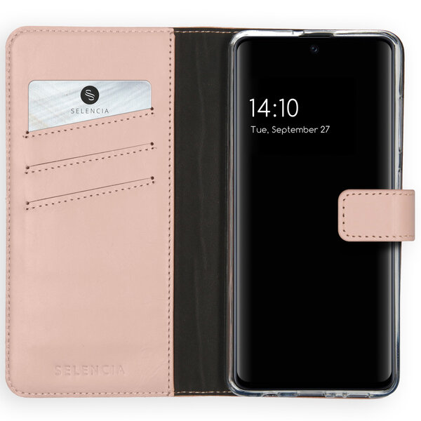 Selencia - Genuine Leather Bookcase voor Samsung Galaxy A51 - Dusty Pink